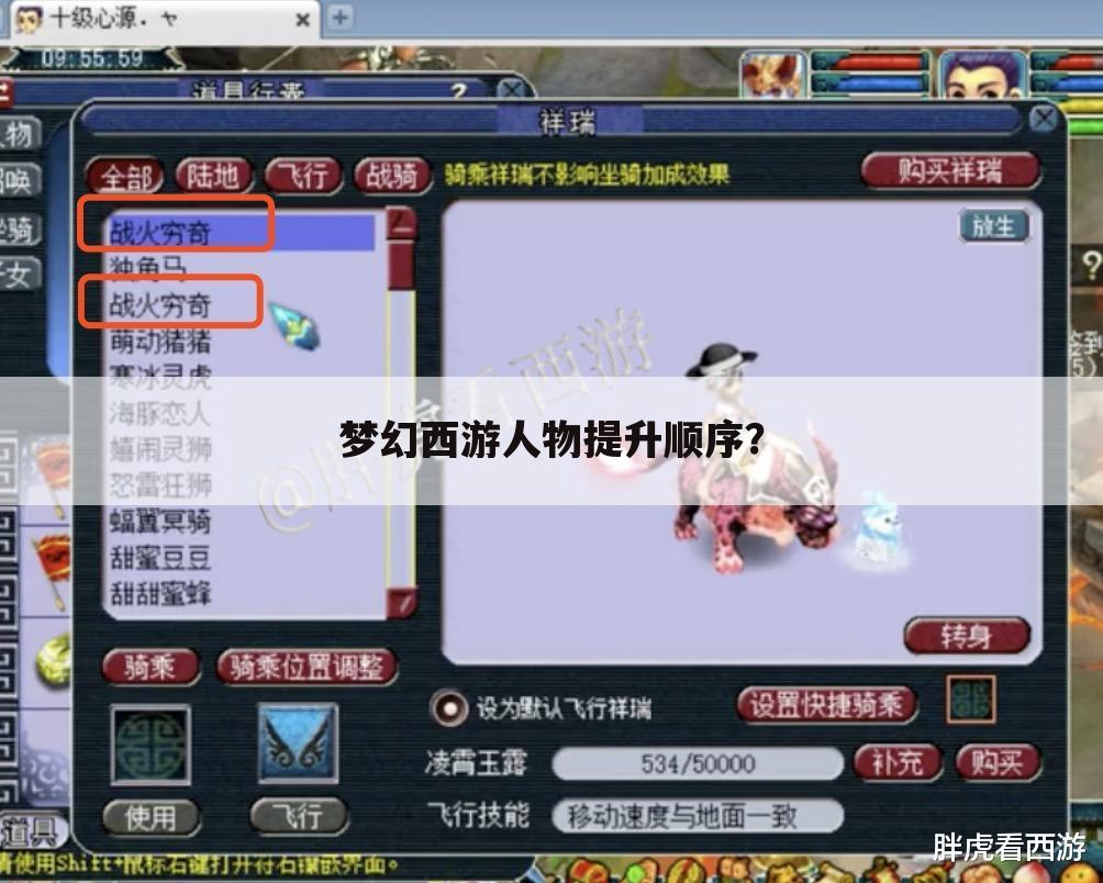 梦幻西游人物提升顺序?