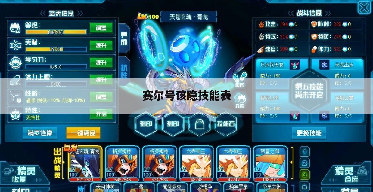 赛尔号该隐技能表