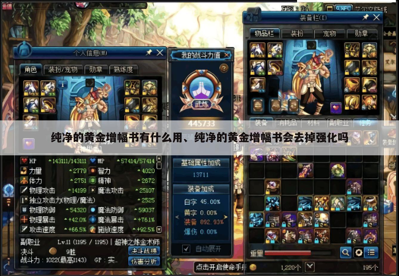 纯净的黄金增幅书有什么用、纯净的黄金增幅书会去掉强化吗