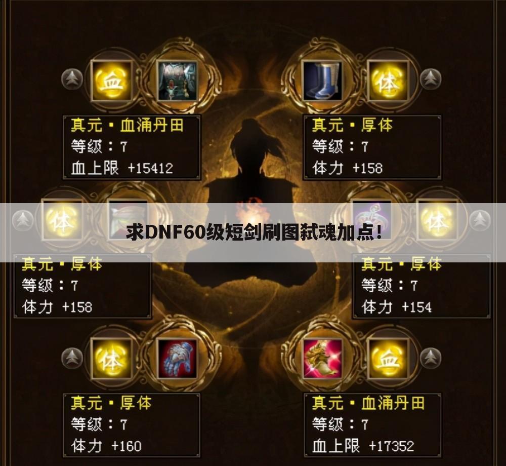 求DNF60级短剑刷图弑魂加点!