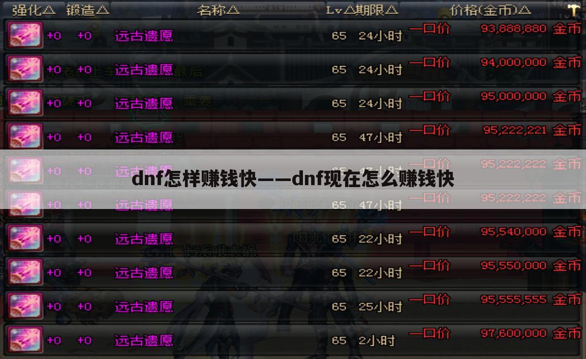 dnf怎样赚钱快——dnf现在怎么赚钱快