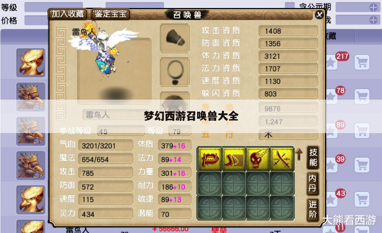 梦幻西游召唤兽大全