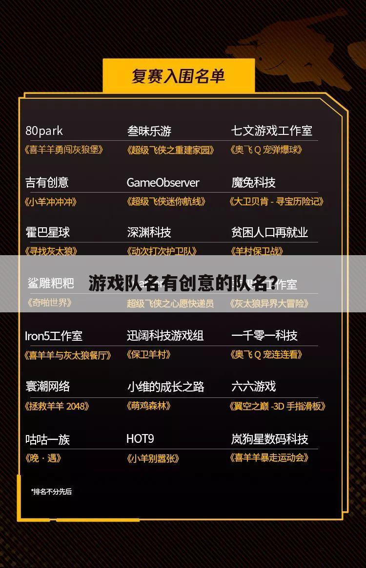 游戏队名有创意的队名?