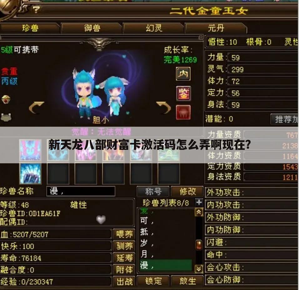 新天龙八部财富卡激活码怎么弄啊现在?