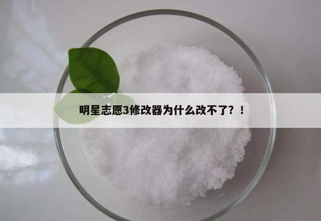 明星志愿3修改器为什么改不了?!