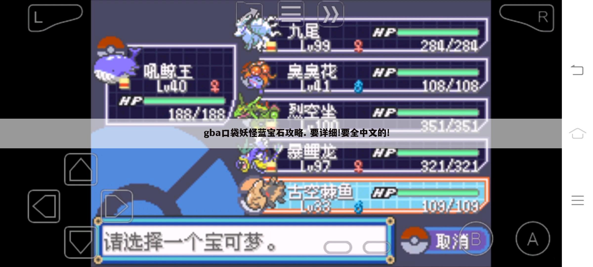 gba口袋妖怪蓝宝石攻略. 要详细!要全中文的!