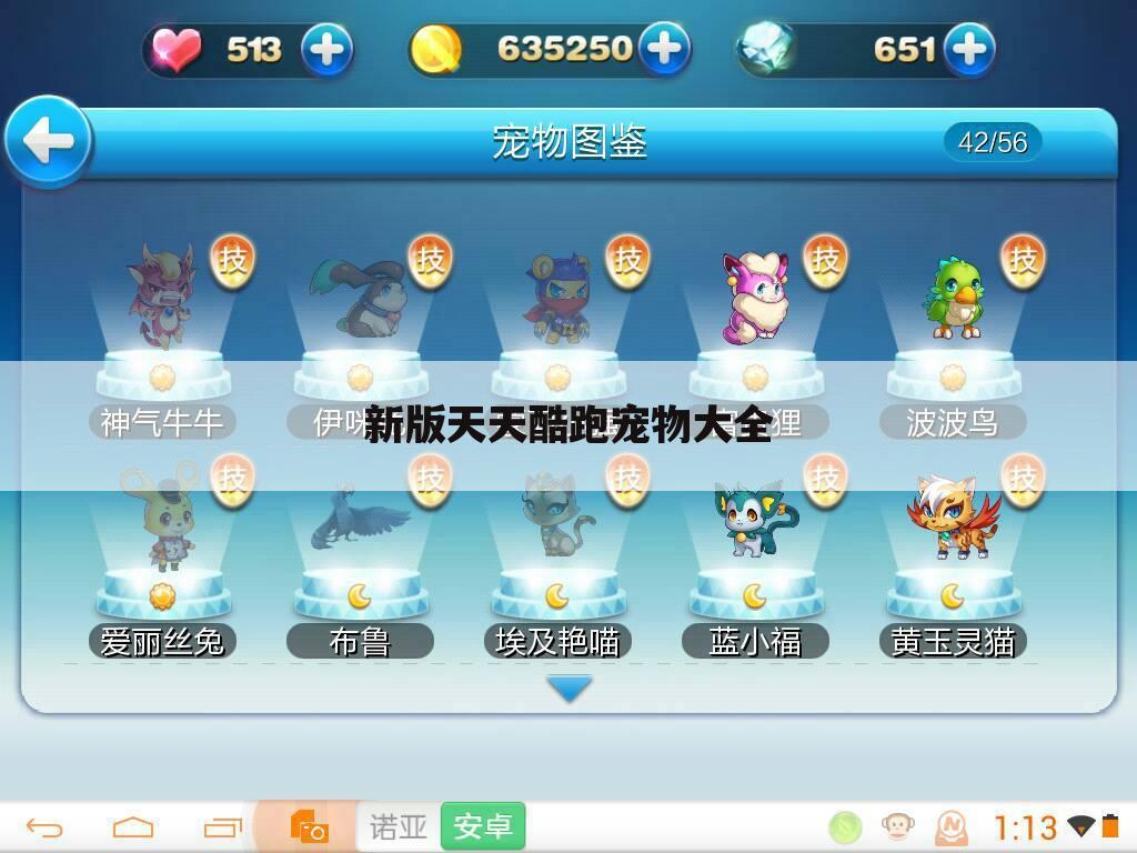 新版天天酷跑宠物大全