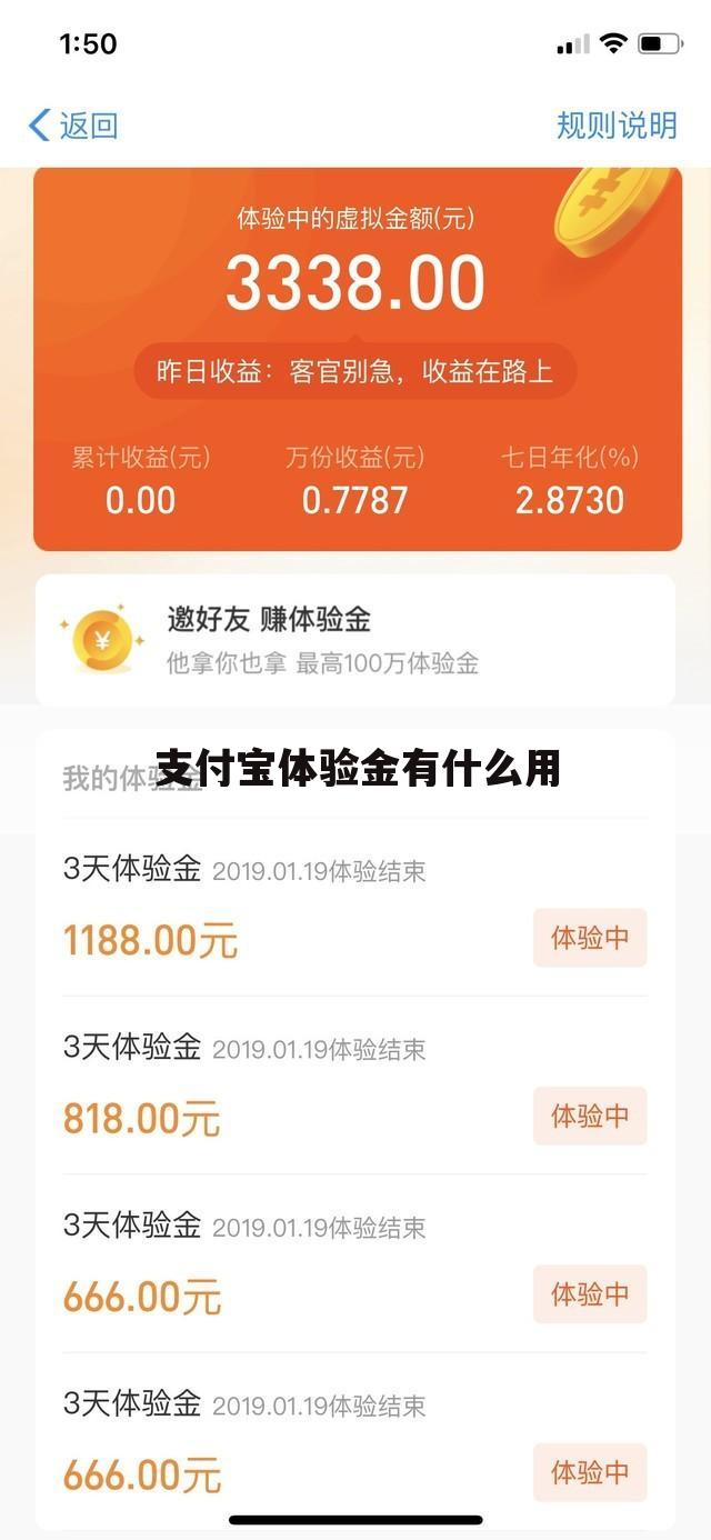 支付宝体验金有什么用