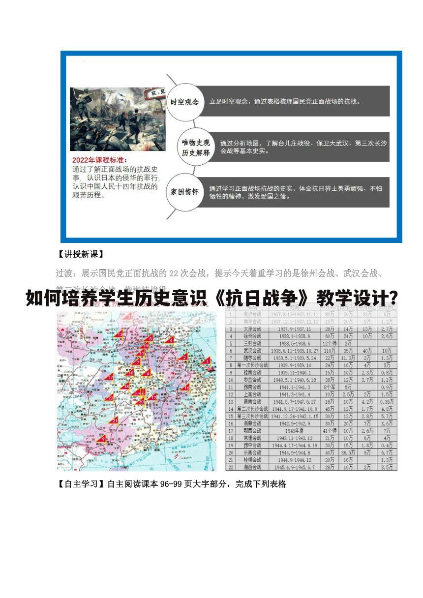 如何培养学生历史意识《抗日战争》教学设计?