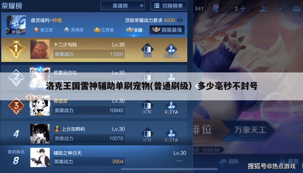 洛克王国雷神辅助单刷宠物(普通刷级)多少毫秒不封号