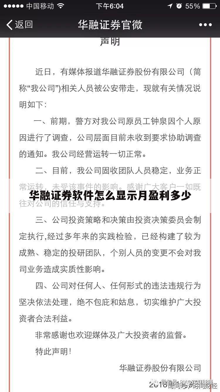 华融证券软件怎么显示月盈利多少