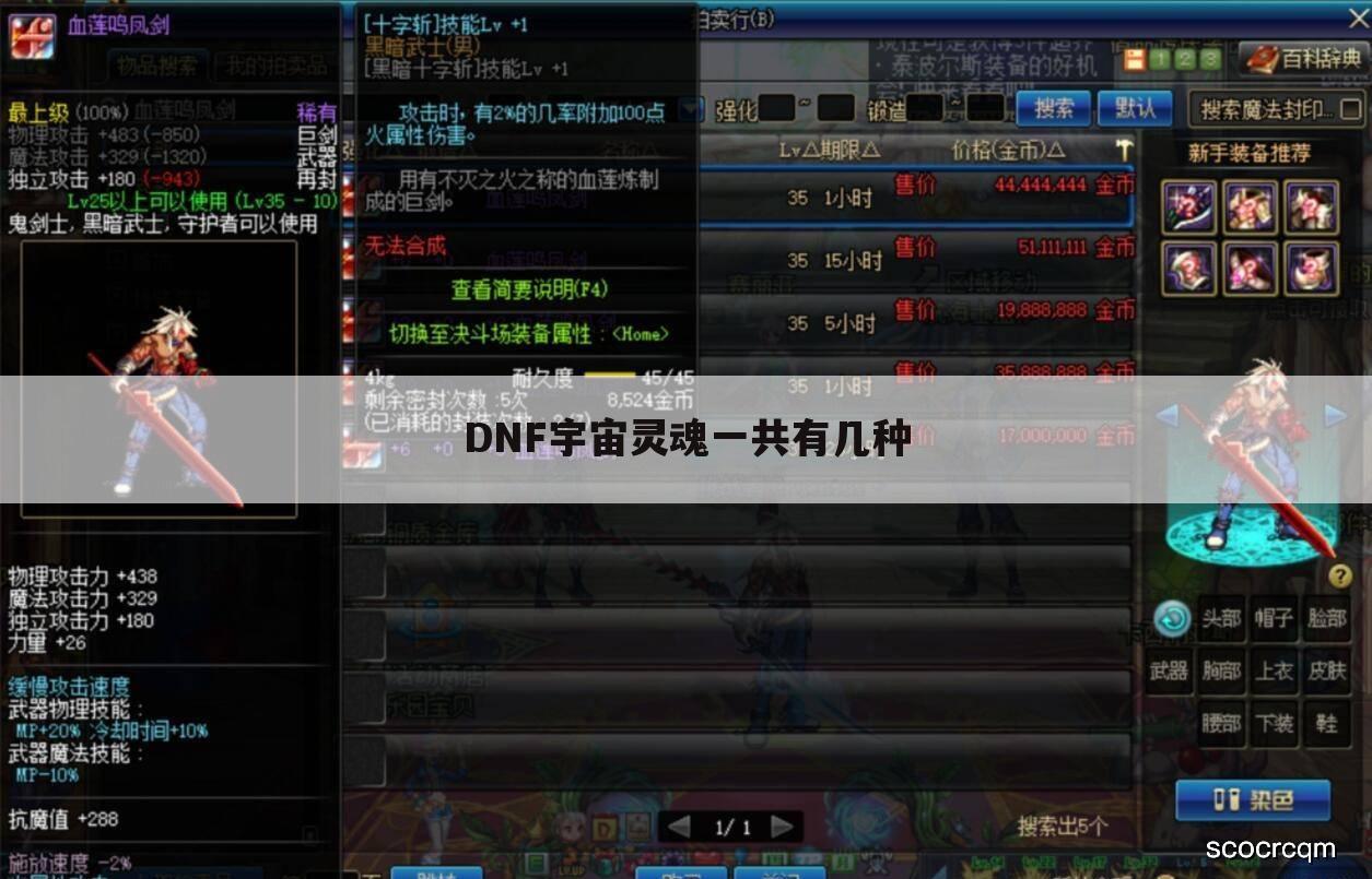 DNF宇宙灵魂一共有几种