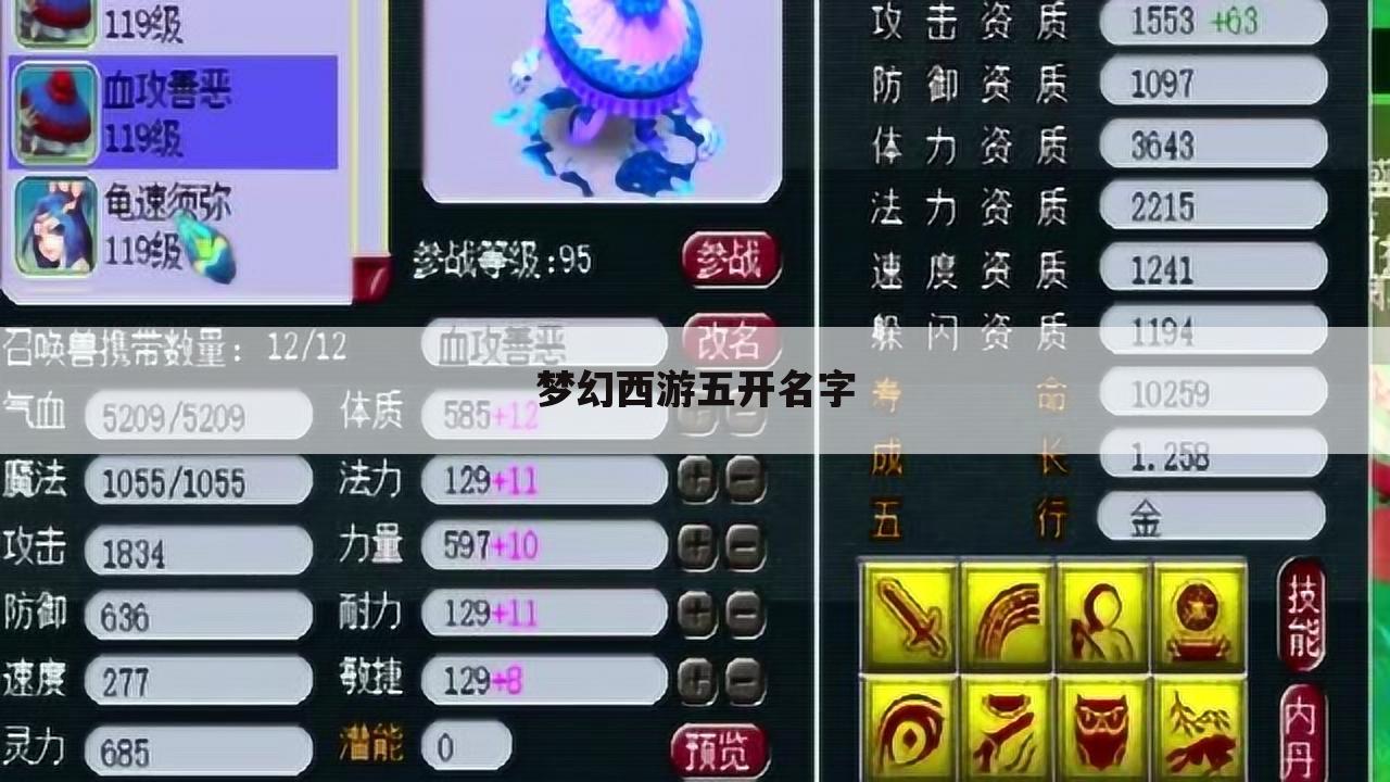 梦幻西游五开名字