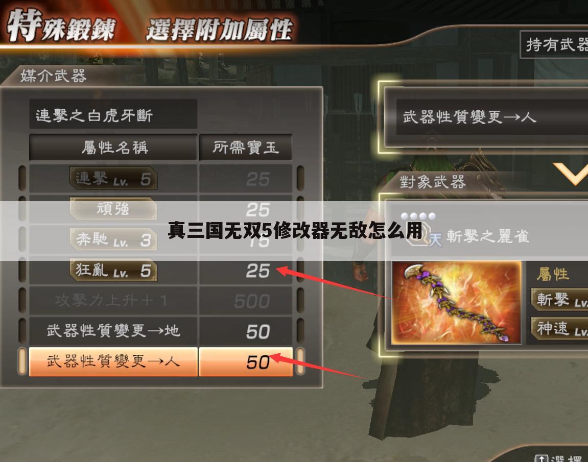 真三国无双5修改器无敌怎么用