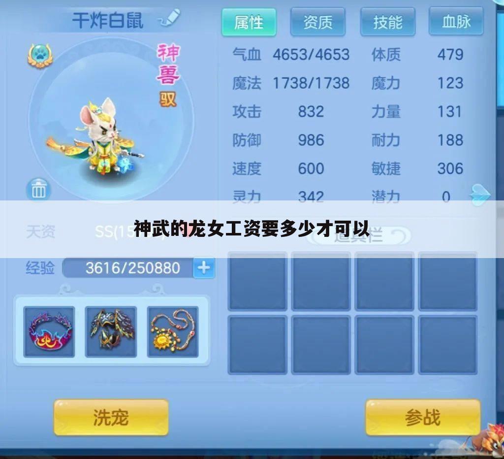 神武的龙女工资要多少才可以
