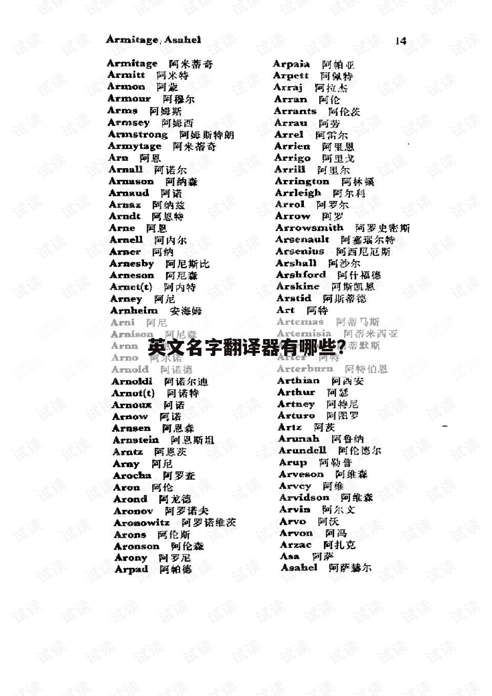 英文名字翻译器有哪些?