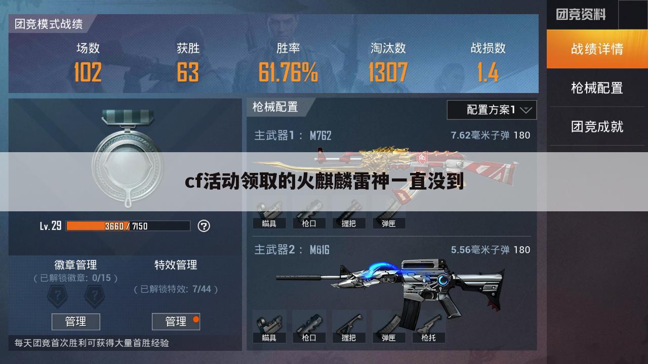 cf活动领取的火麒麟雷神一直没到