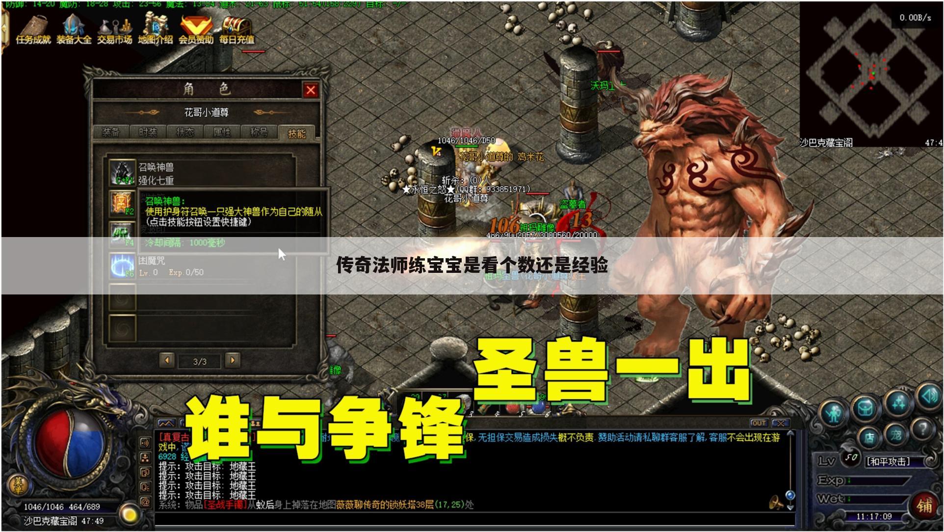 传奇法师练宝宝是看个数还是经验