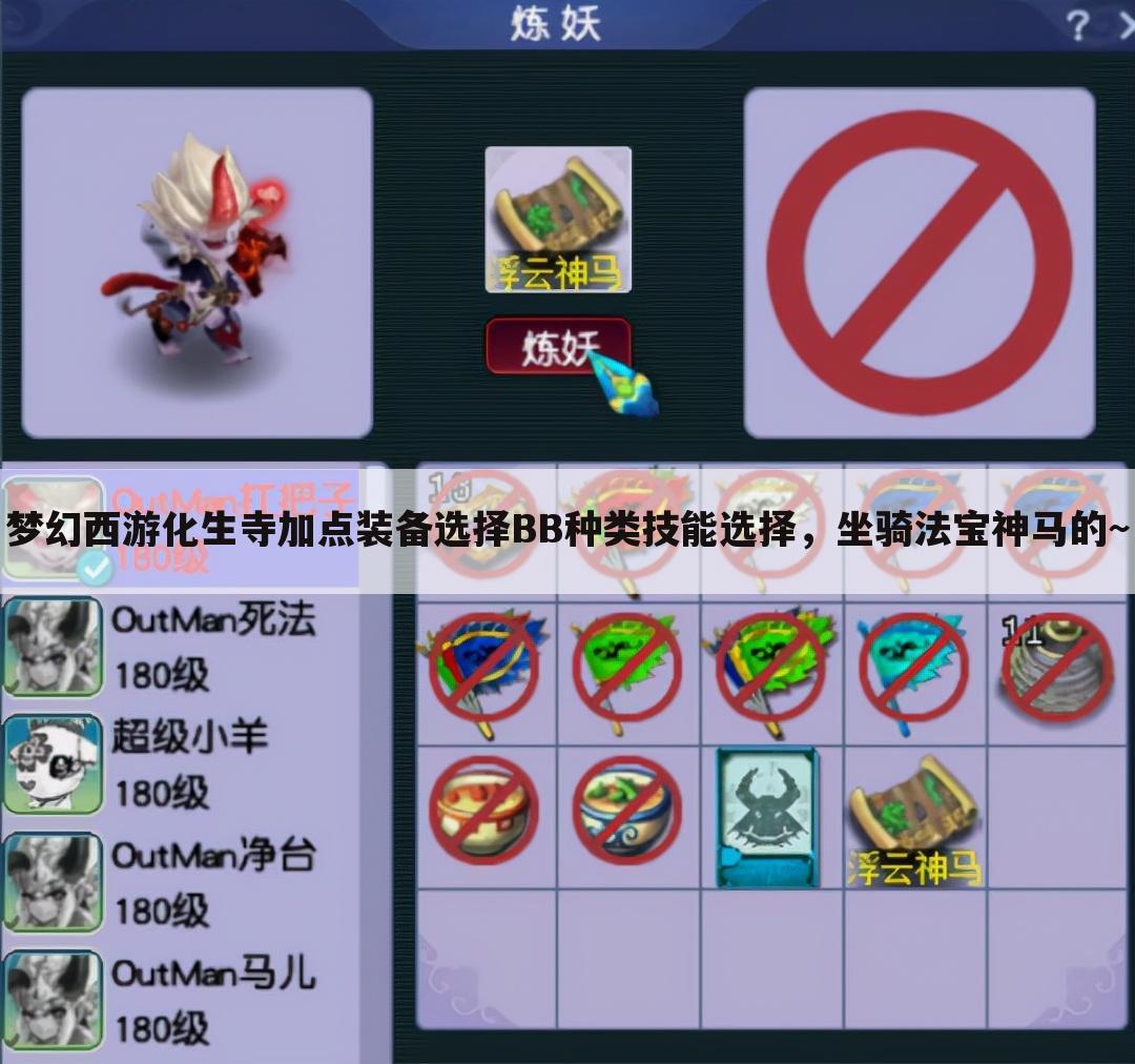 梦幻西游化生寺加点装备选择BB种类技能选择，坐骑法宝神马的~
