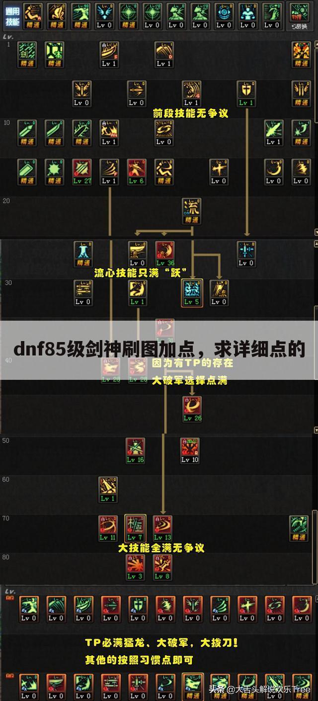 dnf85级剑神刷图加点,求详细点的