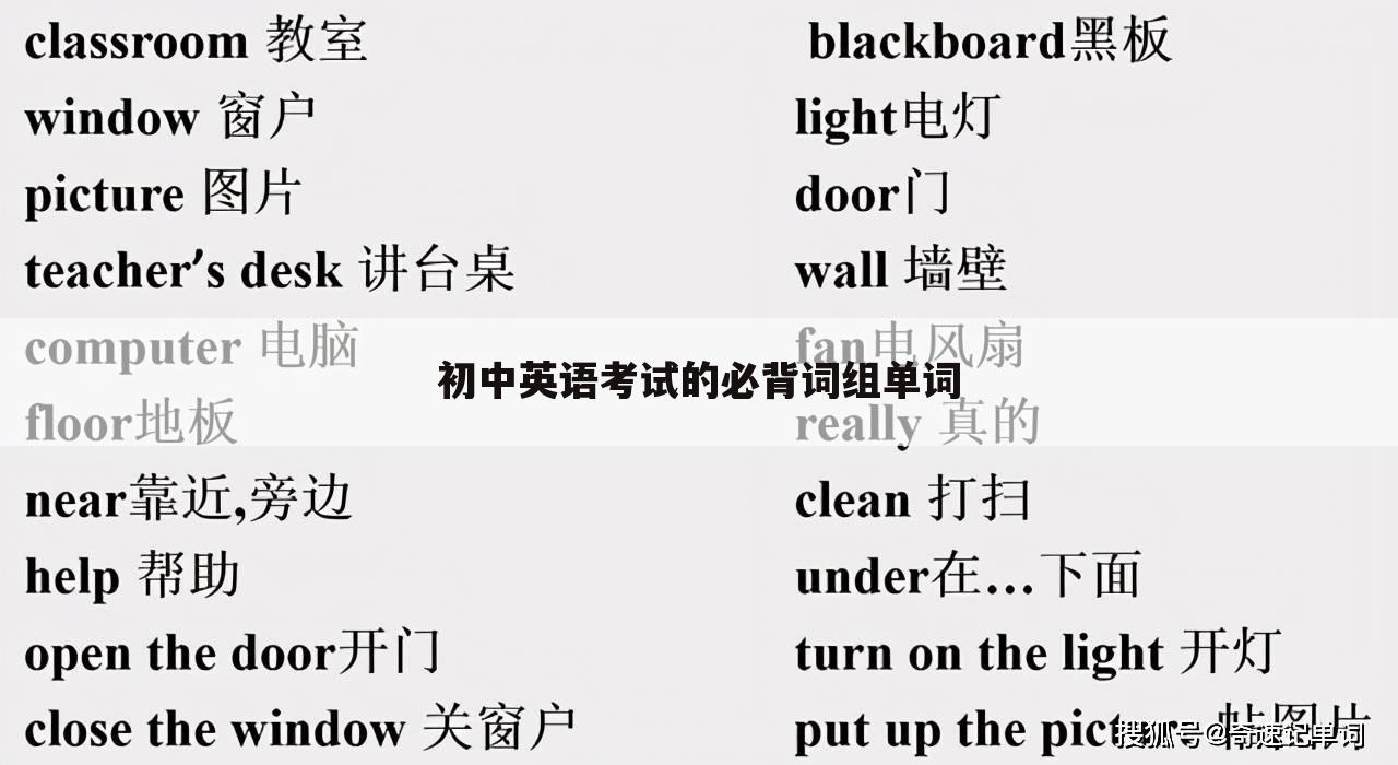 初中英语考试的必背词组单词