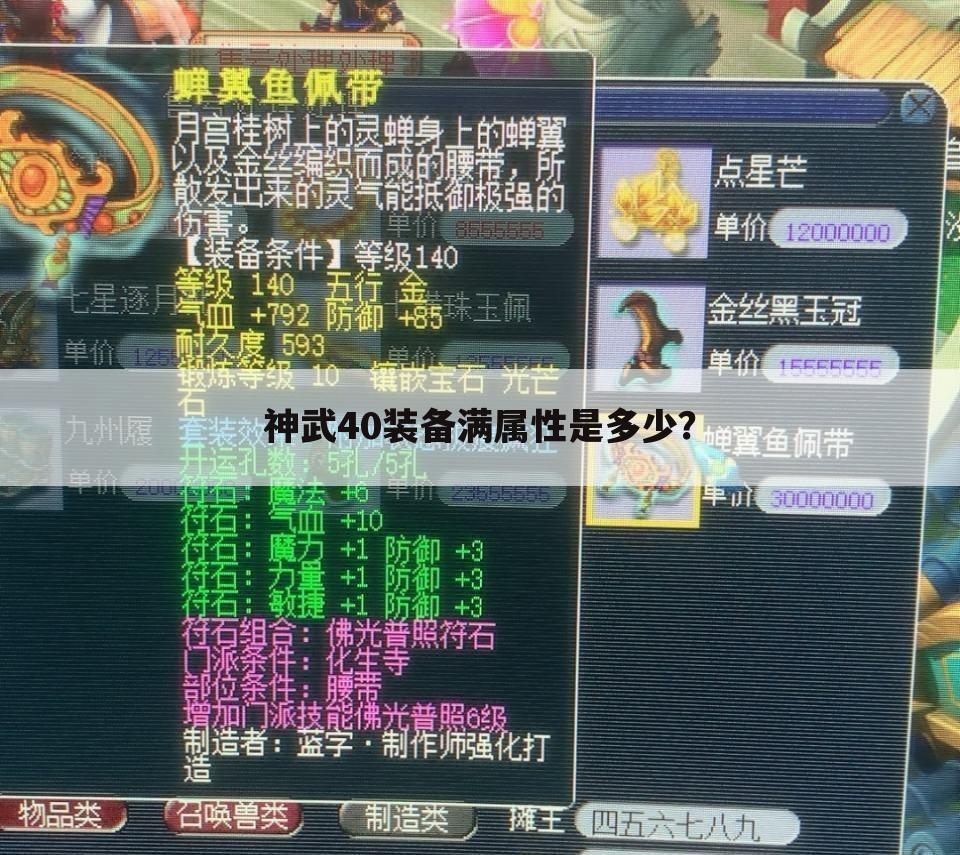 神武40装备满属性是多少?